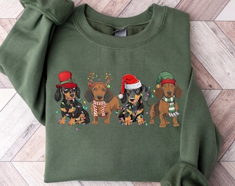 Dachshund Christmas Sweatshirt, Dog Lover Holiday Crewneck