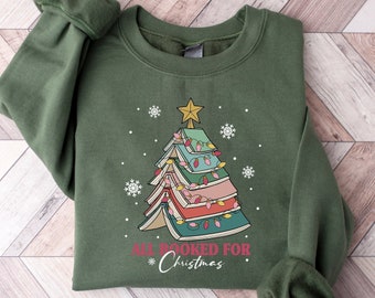 Christmas Book Tree Shirt, Christmas Gift For Teacher, Book Lovers Christmas Gift, School Christmas Shirt, Christmas Sweatshirt, Book Tree