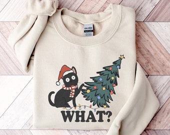 Funny Christmas Cat Sweatshirt, Meowy Christmas Shirt