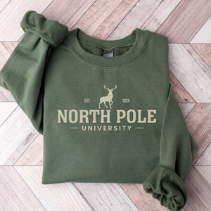 North Pole University Sweatshirt, Christmas Sweater, Holiday Gifts, Christmas Collage Sweatshirt, Santa Sweatshirt, Christmas Gift, Xmas Tee