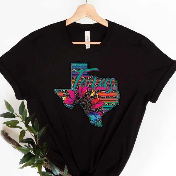 Texas Serape Boho Sunflower Shirt, Texas Map Silhouette Tee, Texas Lover Shirt, Texas State Shirt, Texas Home Shirt, Gift For Texas Lover