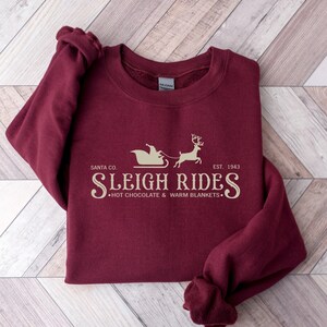 Christmas Sleight Rides Shirt, Retro Christmas Sweater, Christmas Vacation Sweatshirt, North Pole Hot Chocolate, Christmas Holiday Shirt