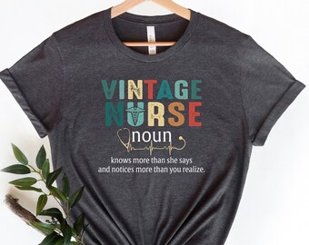 Retro Nurse Noun Tee: Vintage Style RN Gift