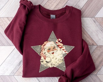 Retro Santa Sweatshirt, Christmas Holiday Shirt