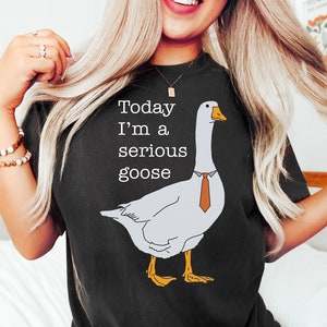 Funny Goose Shirt, Silly Goose Shirt, Today I'm A Serious Goose, Funny Goose T-Shirt,Womens Funny Shirt,Meme Graphic Tees,Trendy Goose Shirt