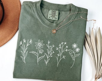 Comfort Colors® Wildflower Shirt, Floral Cottagecore Shirt, Botanical Shirt, Flower Shirt, Nature Shirt, Wildflower Tshirt,Wild Flower Shirt