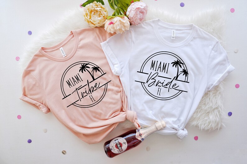 Miami Bachelorette Shirts, Miami Tribe Tees, Florida Girls Trip, South Beach Party, Palm Tree Bridal Squad, FL Weekend image 2