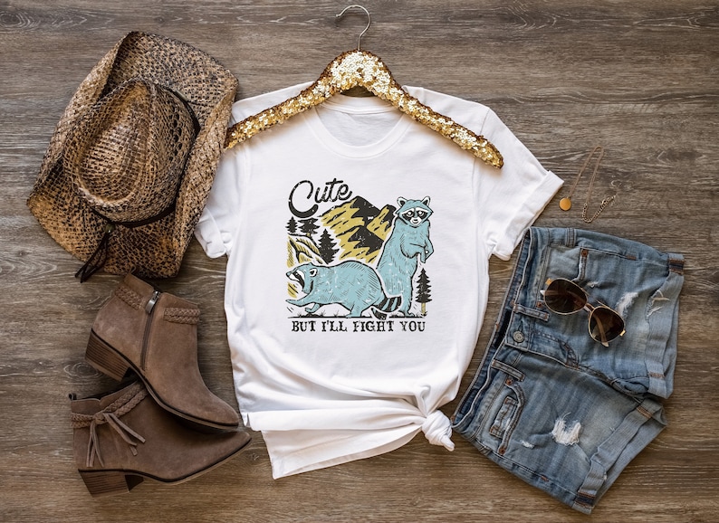 Cute But I'll Fight You Shirt, Raccoon Shirt, Animal Lover Shirt, Cute Animal Tee, Funny Racoon Shirt, Racoon Lover Shirt, Mountain Shirts image 1