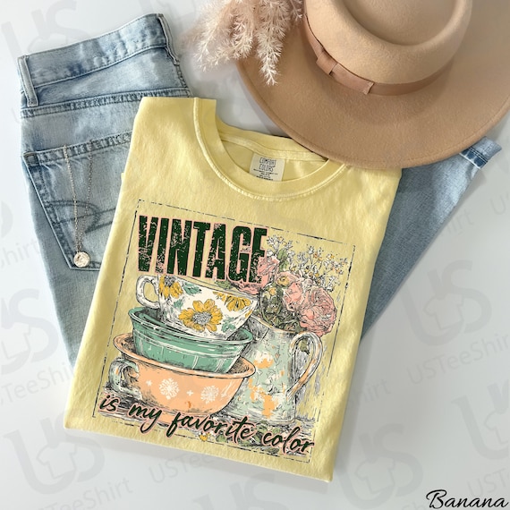 Comfort Colors Vintage Is My Favorite Color Shirt, Antique Lover Gift, Thrift Store Outfit, Cottagecore Graphic Tee, Flea Market Apparel