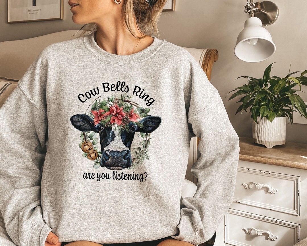 Cow Christmas Sweater, Cow Bells Ring Shirt, Christmas Crewneck