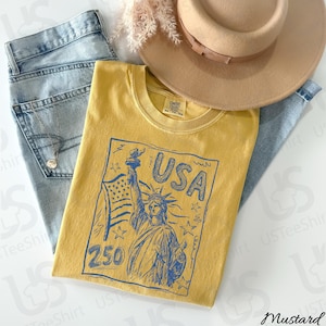 Comfort Colors Statue of Liberty Shirt, 250th Anniversary USA Tee, Trendy 4th of July Apparel, America 250 Retro Patriotic Women Top Bild 6