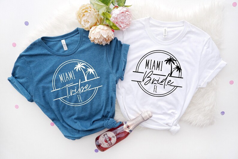 Miami Bachelorette Shirts, Miami Tribe Tees, Florida Girls Trip, South Beach Party, Palm Tree Bridal Squad, FL Weekend image 1