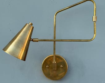 Mid Century Italian Brass Swing Arm Sconce - Focus Lighting