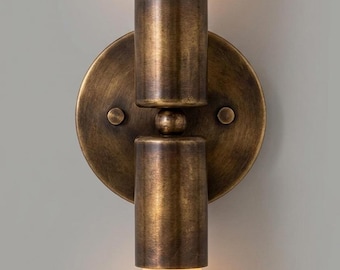 Mid-Century Brass Wall Sconce 2 light | Handmade Light Fixture | Bathroom lighting Modern Sconces
