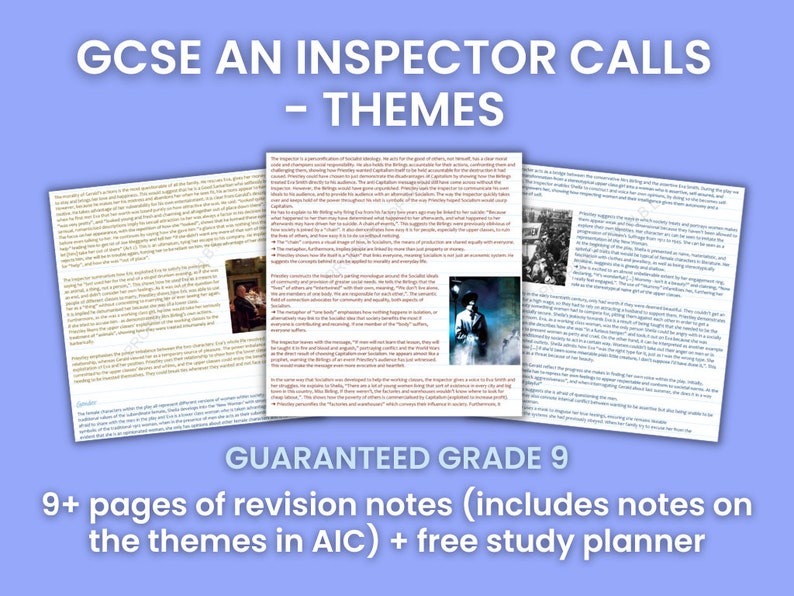 GCSE an Inspector Calls Themes Revision Notes Grade 9/A English