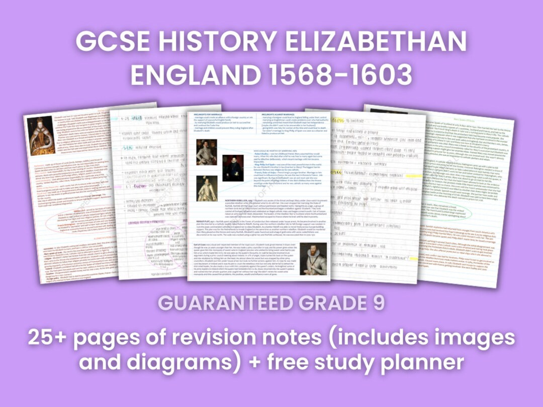 GCSE History Elizabethan England 15681603 Revision Notes Etsy