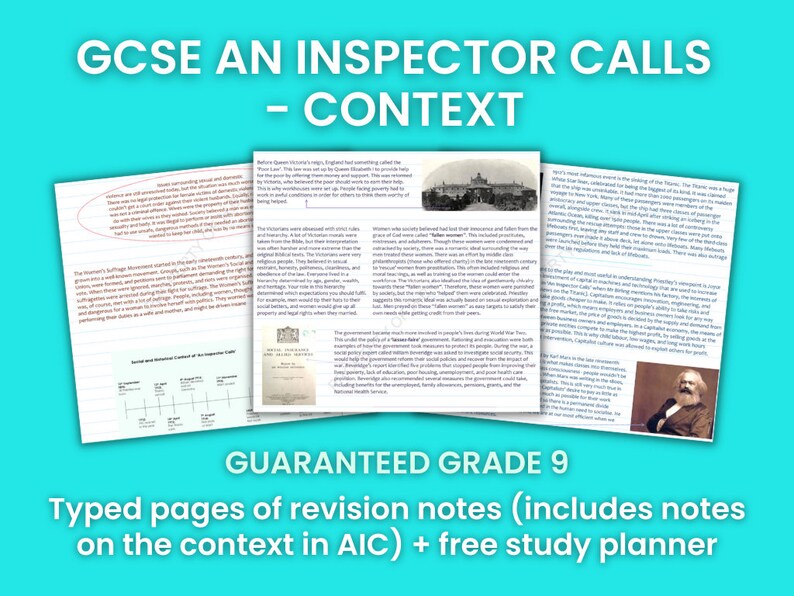GCSE an Inspector Calls Context Revision Notes Grade 9/A English