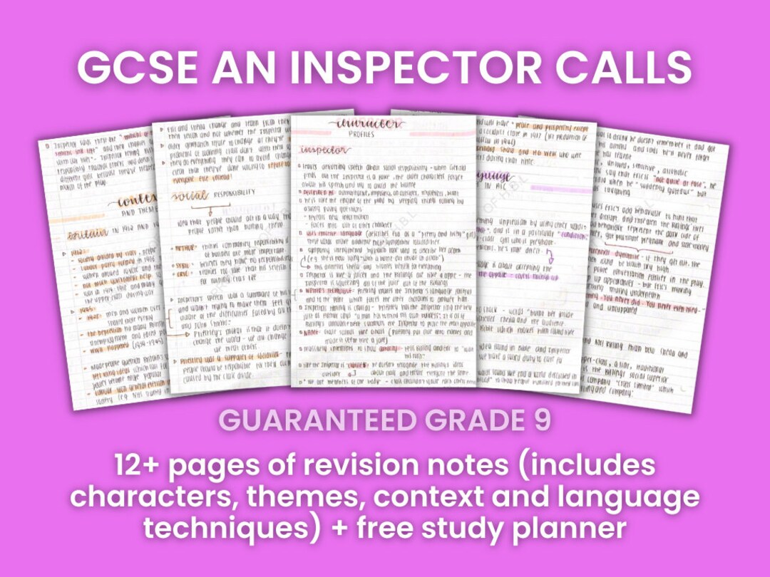 GCSE an Inspector Calls Revision Notes Grade 9/A English Literature Etsy