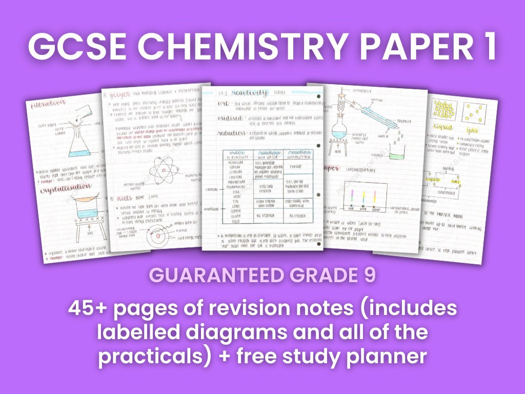 GCSE Chemistry Paper 1 Revision Notes Grade 9/A Etsy UK