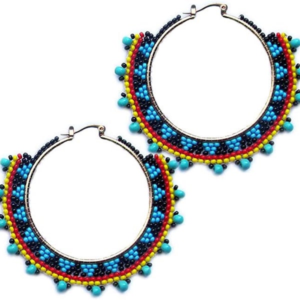 Set of 2 Pairs, Beaded Hoop Earrings by Beliacci. Handmade Beaded Earrings. Fashion Jewelry For Women. Perfect For Different Occasions.
