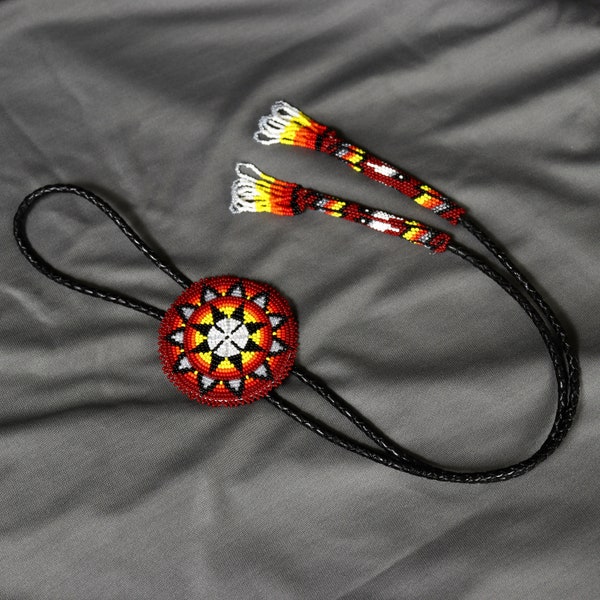 Beaded Bolo Tie by Beliacci. Handmade Native American Style Bolo Tie For Men. Beaded Bolo Tie Suitable For Different Occasions & Gifting.