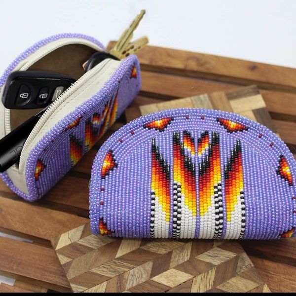 Handmade Beaded Coin Purse By Beliacci. Inspired by Native American Coin Purse. Zipper Coin Pouch. Birthday Gift For Her.