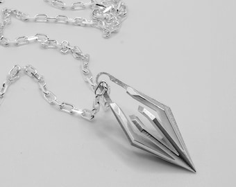 Herenkettingontwerpen, parametrische slingerhanger massief 925 sterlingzilver, handgemaakt in de VS, niet-traditioneel, coole ketting, aandenken aan Mori