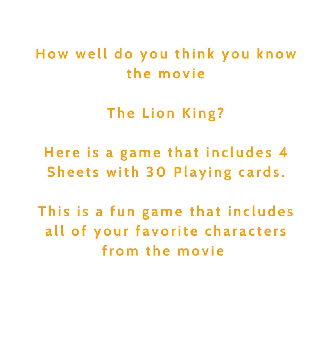 The Lion King Trivia Game Printable | the Lion King Party Game | the ...