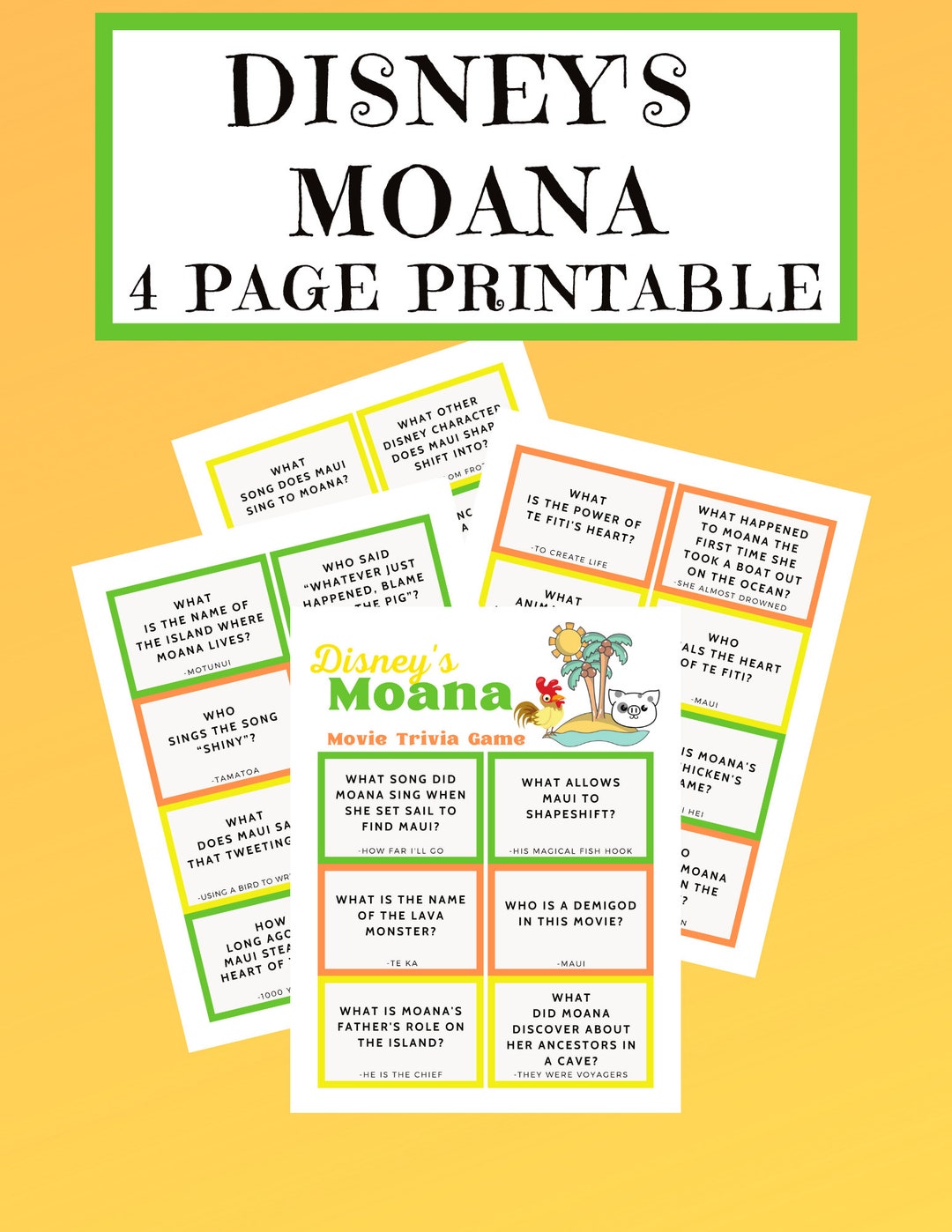 Moana Trivia Game Printable Games for Kids, Printable Fun Pages for ...