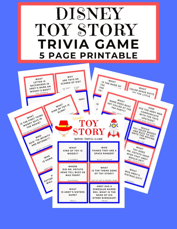 Toy Story Trivia Game Printable Games for Kids Fun Pages Etsy Ireland