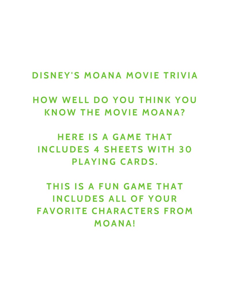 Moana Trivia Game Printable Games for Kids, Printable Fun Pages for ...