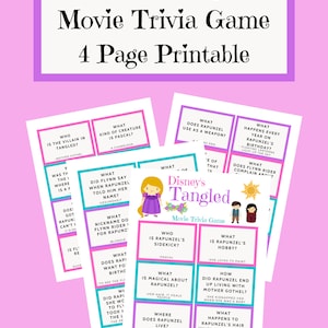 Tangled Trivia Game | Disney Trivia Game Printable | Disney Tangled Party Games | Tangled Birthday Party Activity Sheet | Rapunzel Party