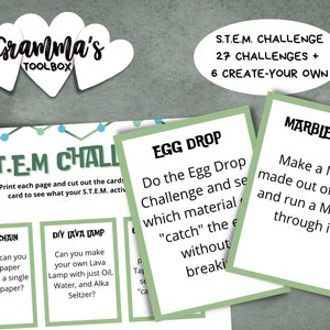 S.T.E.M. Challenge Cards Games for Kids, STEM Challenges for Kids, Printable Stem to do challenges, STEM Cards for Teens, Science Cards Math