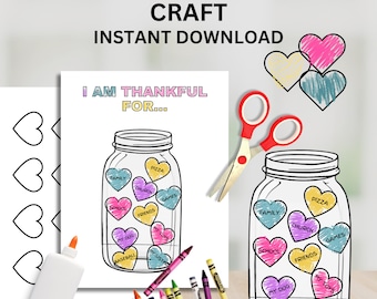 Gratitude Jar Printable, Jar of Thankfulness Craft, Sunday School Craft, I Am Thankful For Activity Sheet, Church Craft Teachers, Kids