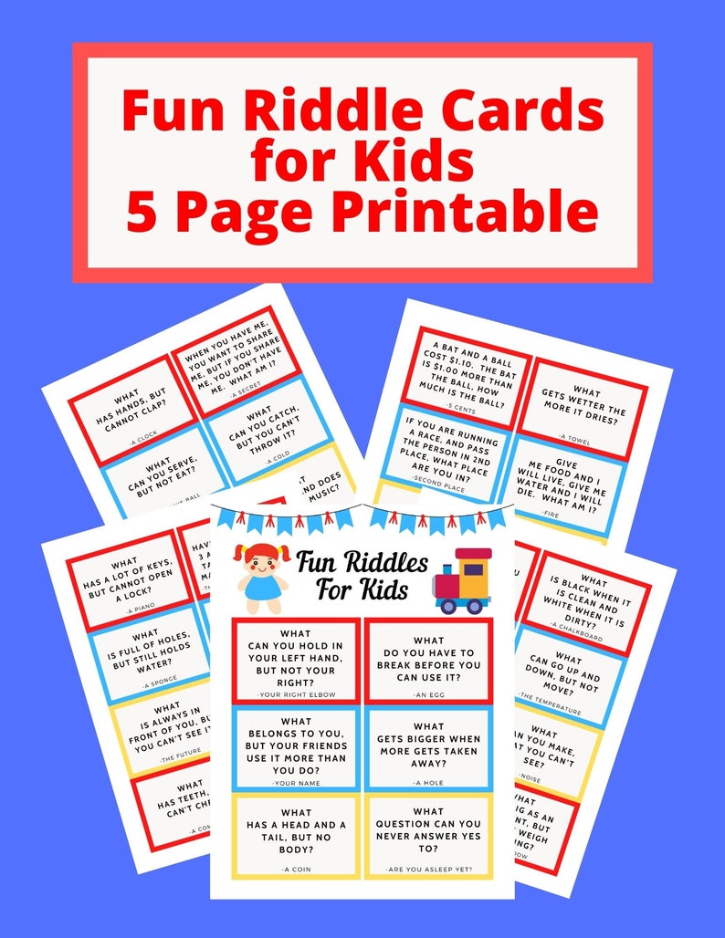 Riddle Fun Pages for Kids Printable Kids Activities Family Game Night