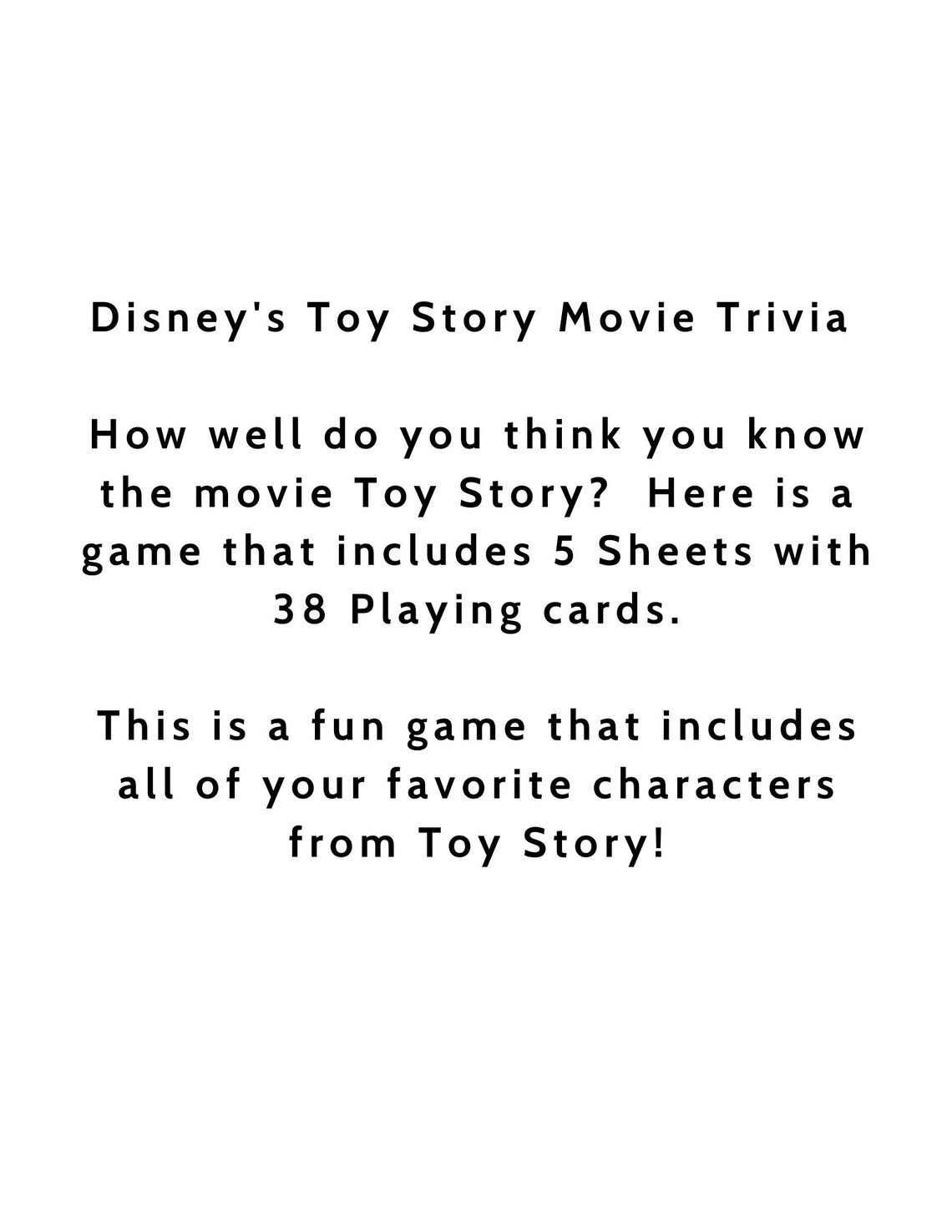 Toy Story Trivia Game Printable Games for Kids, Fun Pages for Kids