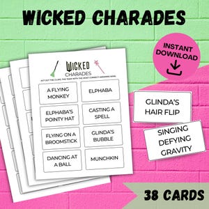 Wicked Charades Game, Wicked Birthday Party Games, Wicked Party Activities Kids Party Game, Wizard of Oz Wicked Movie Night Game Adults