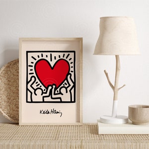Keith Haring Heart Poster, Keith Haring Print, Line Art Haring, Keith ...