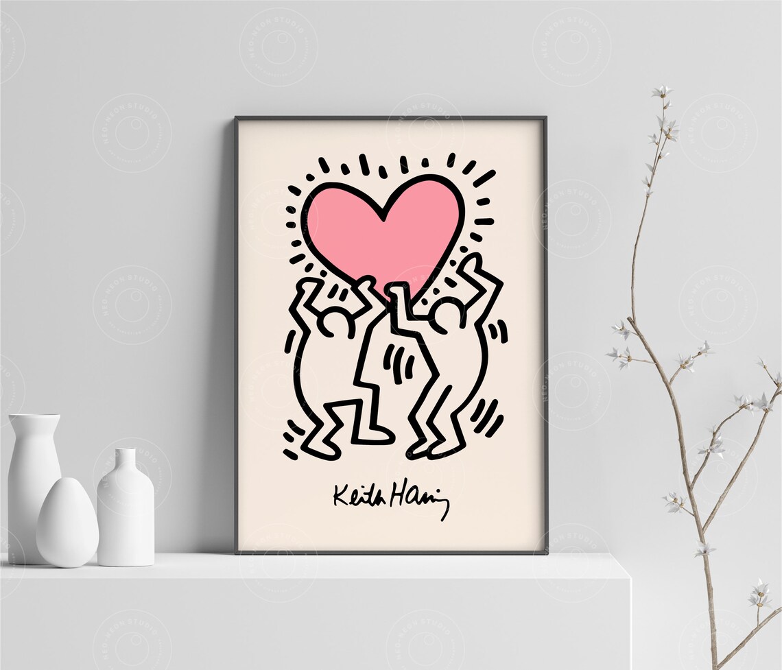 Keith Haring Heart Poster Keith Haring Print Line Art - Etsy