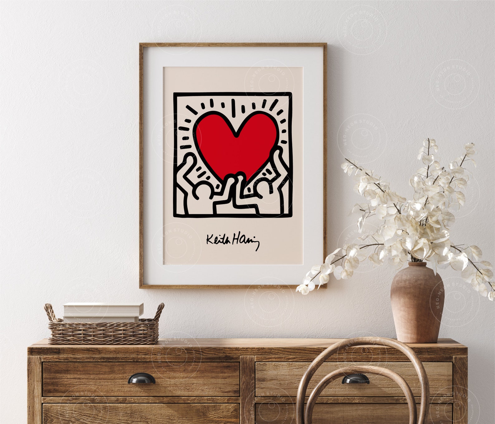 Keith Haring Heart Poster, Keith Haring Print, Line Art Haring, Keith ...