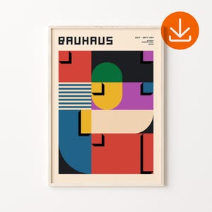 Bauhaus Geometric Exhibition Poster, Mid Century Modern Print, Museum Art Poster, Weimar Art Print, Digital Download, Bauhaus Wall Art