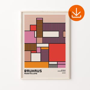 Colorful Bauhaus Art Print, Weimar Art Print, Mid Century Modern Print, Museum Art Poster, Digital Download, Vintage Bauhaus Wall Decor