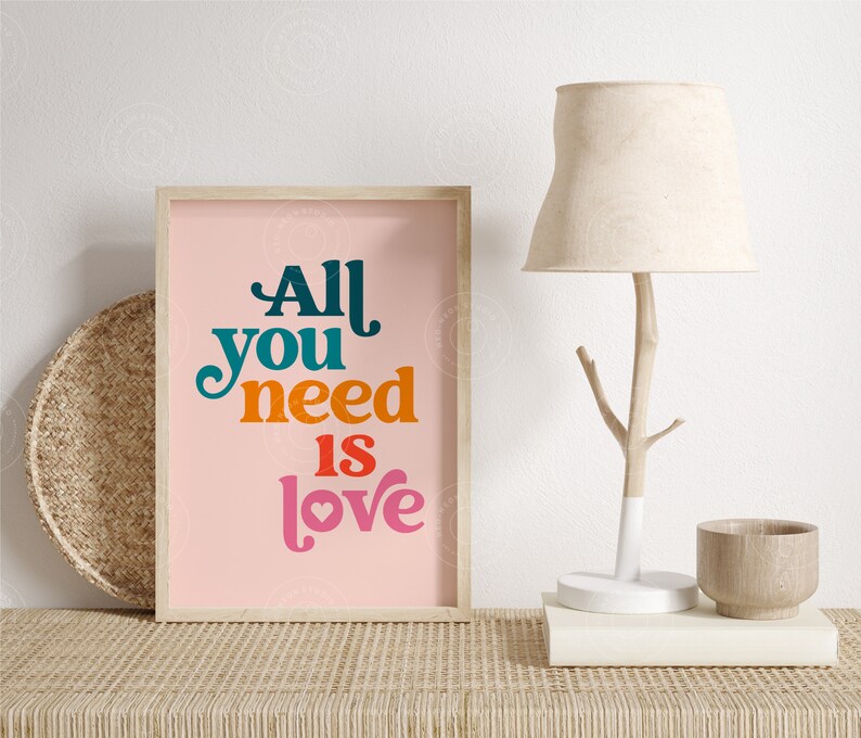 All You Need is Love Love Wall Decor I Love You Wall Print Etsy