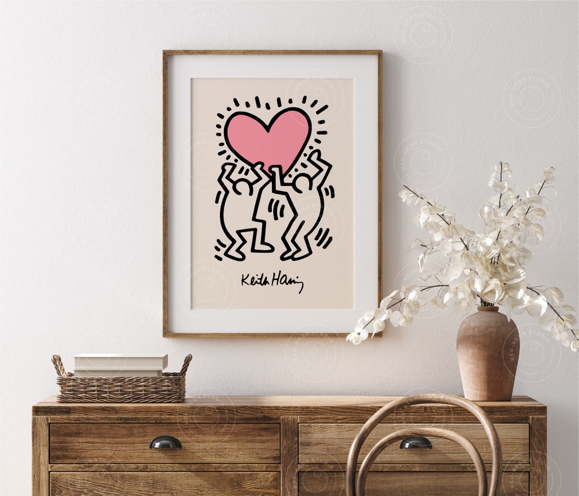 Keith Haring Heart Poster Keith Haring Print Line Art - Etsy