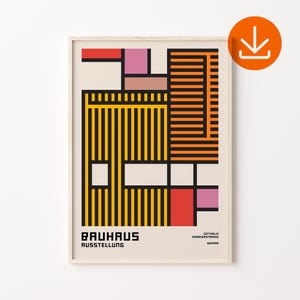 Bauhaus Geometric Exhibition Poster, Weimar Art Print, Mid Century Modern Print, Museum Art Poster, Digital Download, Vintage Wall Decor