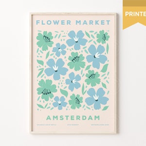 Printed Amsterdam Flower, Flower Poster, Flower Market Poster, Flower Market Print, Flower Wall Decor, City Flower, Matisse Art Print