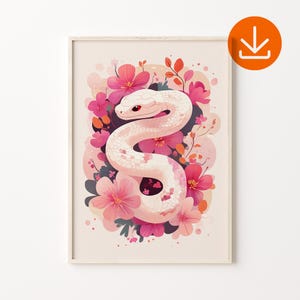 Chinese New Year Snake Print, Snake Year Wall Art, Mexican Snake Print, Digital Download, Chinese Zodiac Poster, Chinese Astrology Print