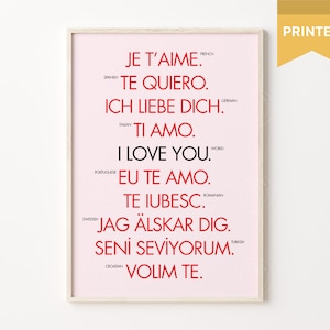 Ways To Say I Love You, I Love You Print, Typographic Poster, I Love You Wall Print, Printable I Love You, Retro Art Print, Valentines Print