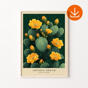 Arizona Kaktus Druck, Blumenmarkt Wand Kunst Druck, mexikanischer Kaktus Poster, digitaler Download, Mid Century Kaktus Kunstdruck, Blumen Kunst Poster
