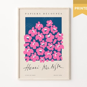 Botanical Flower Wall Art, Matisse Flower Market, Daisy Flower Sketch Wall Art, Red Pink Daisy Poster, Floral Nursery Print, Matisse Poster